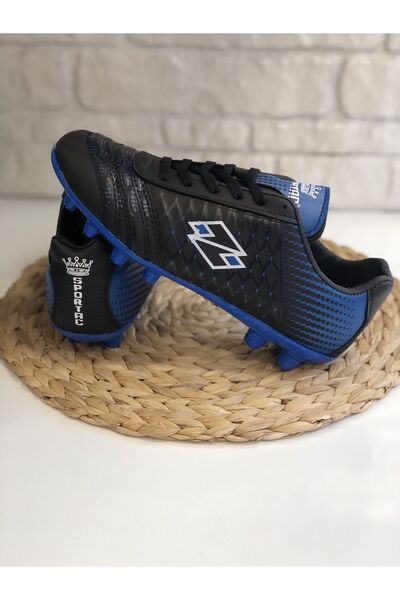 SPORTAÇ Yeni Sezon Krampon Dişli Futbol Ayakkabısı-siyah Mavi