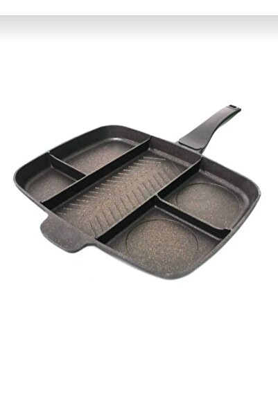 Genel Markalar 5 Gözlü Granit Döküm Tava, Piknikde Kampta Mutfakda Bölmeli Tava-665