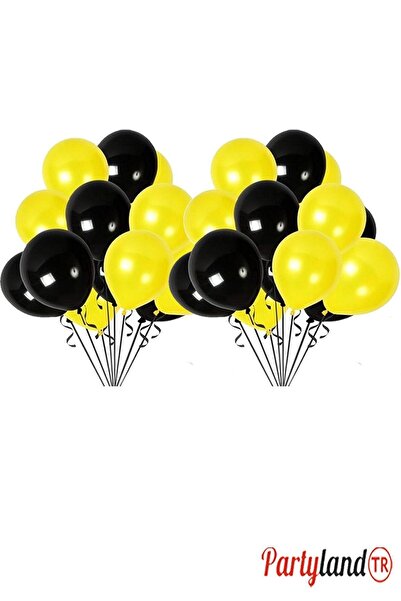 PartylandTR 25 Adet Sarı Siyah Balon 30cm.