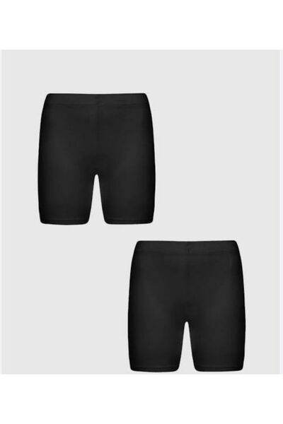 Melike Export Συσκευασία 2 γυναικείων μαύρων κοντών αθλητικών κολάν