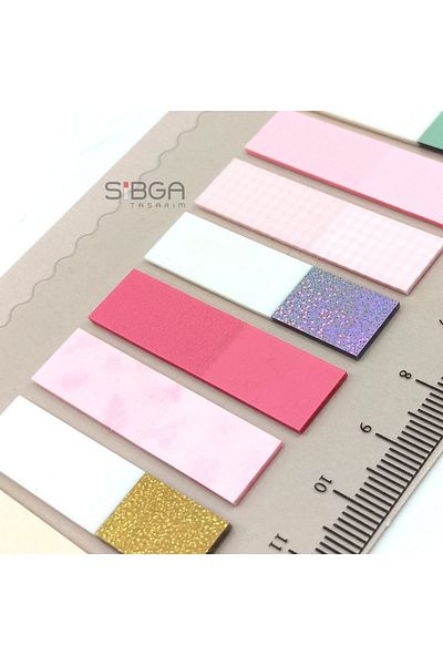 sibga tasarım Glitter Transparent Colored Postit Post-it Post ItBookmark Bookmark Postit Sticker Note Paper 200 Sheets