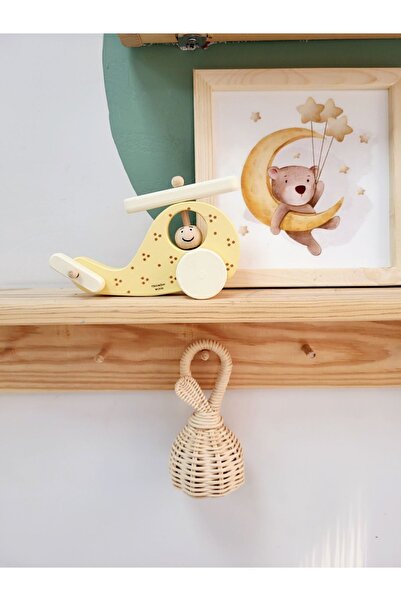 tinyminywoods AHŞAP OYUNCAK HELİKOPTER TEKERLEKLİ OYUNCAK AHŞAP DEKORATİF AHŞAP OYUNCAK