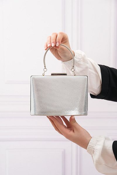 ROZA CANTA Γυναικεία βραδινή τσάντα Clutch Clutch με ασημί επικάλυψη