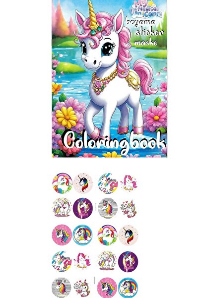 Woody Sofia 4'lü set PawPatrol Unicorn Pijamaskeliler Lilo boyama kitabı seti(boyama, sticker, arka kapak maske)