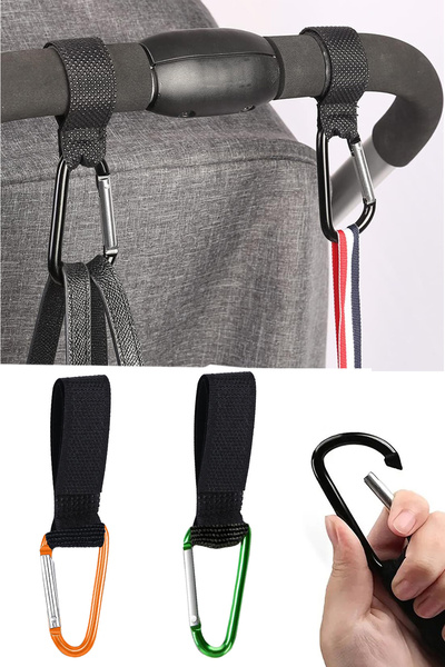 Genel Markalar Puset Kancası Bebek Arabası Askı Aparatı 2 Adet Karışık Renkli Metal Kanca