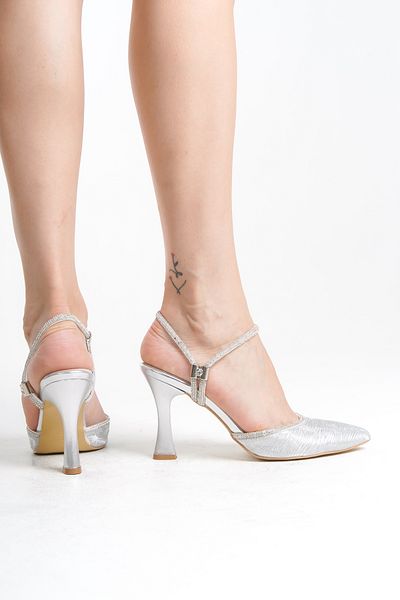 YADE MODA Stoned Heeled Open Back Women's Evening Dress Shoes