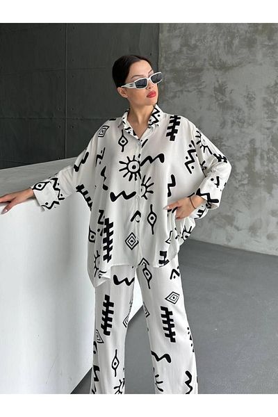 SD LUXURY Oversize Women's Viscose Shirt and Pants Set