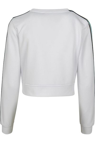 Urban Classics Damen Bayan Çok Renkli Bantlı Kollu Yuvarlak Yaka