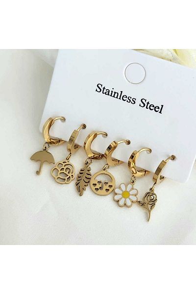 G Sport POLO 6-Piece Steel Earrings - Daisy, Rose and Other Model