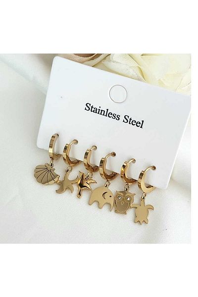 G Sport POLO 6-Piece Steel Earrings - Owl, Turtle and Various Animal Model