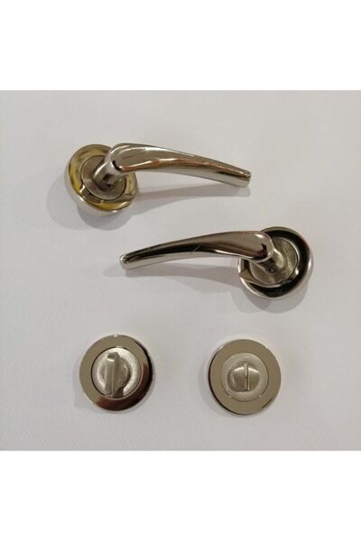 BDS Bravo Rozetli Nikel Saten Wc Kapı Kolu Takımı - 1 Kapılık
