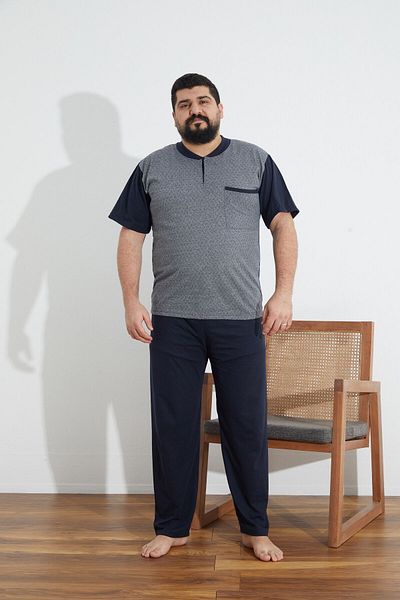 Ayans Pijama Σετ καλοκαιρινής πιτζάμα από χτενισμένο βαμβακερό μονό ζέρσεϋ (λεπτό) ζακάρ oversize