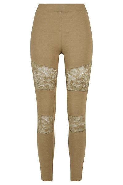 Urban Classics Damen Leggings mit Spitzeneinsatz