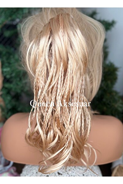 Queen Nelly Yoğun gür düz katlı örgülü postiş takma saç peruk sentetik mandal...