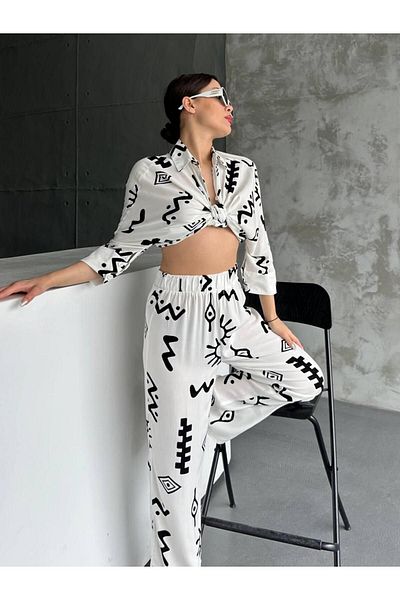 SD LUXURY Oversize Women's Viscose Shirt and Pants Set