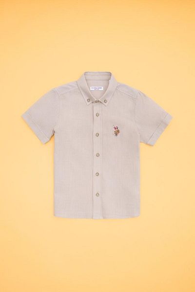 U.S. Polo Assn. Cămașă pentru băiat - aspect in, 100% bumbac, mânecă scurtă, bleumarin alb albastru deschis culoare piatră, 3-13 ani