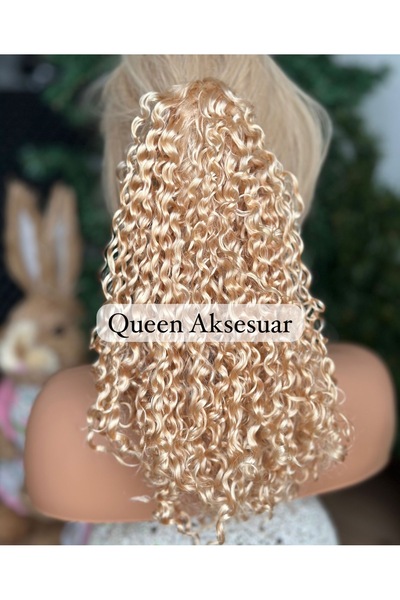 Queen Nelly Yoğun gür kıvırcık bukleli dalgalı postiş takma saç peruklu sente...