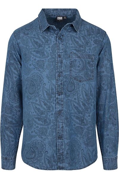 Urban Classics Herren-Jeanshemd mit Paisley-Muster