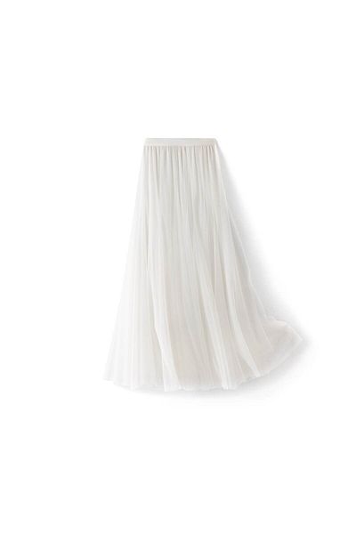 NALINCI 95cm Charming White Tulle Skirt - Lined Tulle Skirt for Wedding, Party and Holidays
