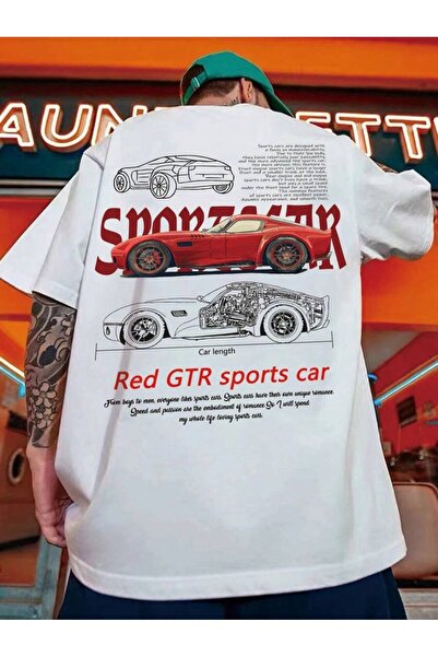 Hunors Sportswear & Company Tricou oversize alb cu guler rotund pentru bărbaț...