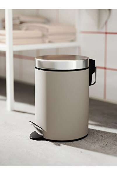 IKEA 5'li Banyo Seti Çöp Kovası (ÇELİK) - Diş Fırçalık Sabunluk Tuvalet Fırçası (PORSELEN)