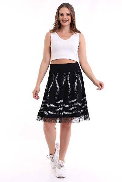 akgül giyim Yazlık Baskılı Dantelli Etek Modeli