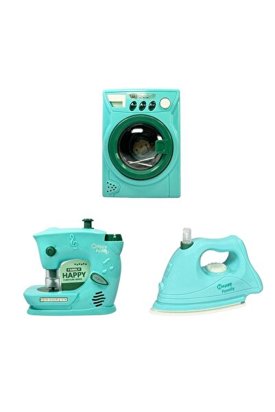 Vardem Çamaşır makinası, Ütü, Dikiş makinası, Pilli üçlü oyun  seti.