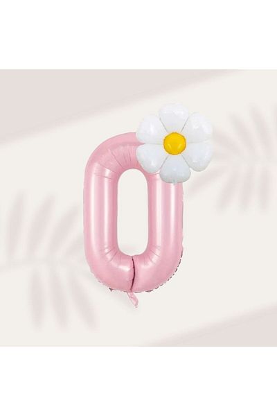 Konsept Sepeti Pink and Daisy Foil Balloon Party Set for 0 Year Old Birthday