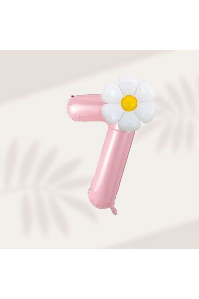 Konsept Sepeti Pink and Daisy Foil Balloon Party Set for 7 Year Old Birthday