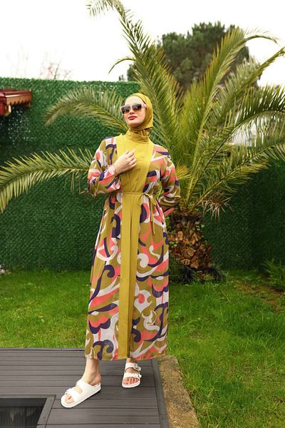 ButikKardelen Camelya Hijab Swimsuit 5 Pieces with Pattern.10363