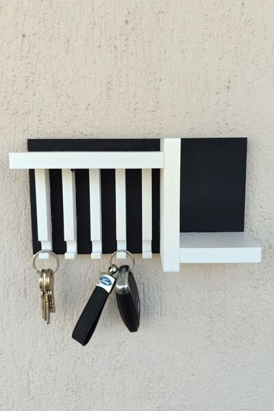 Plodna House Anahtar Askısı 24 X 13 Cm Duvar Süsü Siyah Beyaz Plastik
