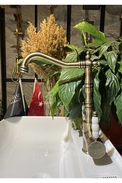İSAOĞLU YAPI Matte Gold Purifier Kitchen Faucet Matte Antique Gold Purifier Faucet Zen Design Fixture