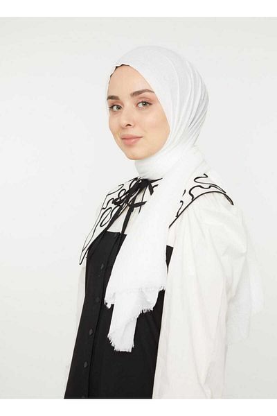 QUM İPEK Λευκό μπαμπού Kraş Shawl