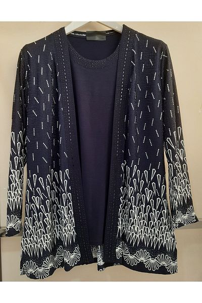 N.Y.YILDIZ Star Inside and Outside Blouse Jacket Plus Size Patterned Double Set
