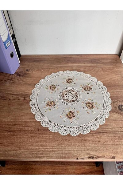 LİMAY (6 PCS) Dowry, Coffee Table, Nightstand Cover - Lace Embroidery Looking 1stClass Pvc Cover - 30cm