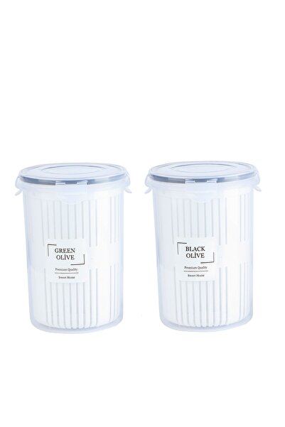 Genel Markalar 2'li Süzgeçli Etiketli Zeytinlik - Zeytin Turşu Saklama Kabı B...