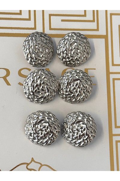 ODDA TASARIM ATÖLYESİ Knitted crossing detailed metal silver coat-blazer jacket button set