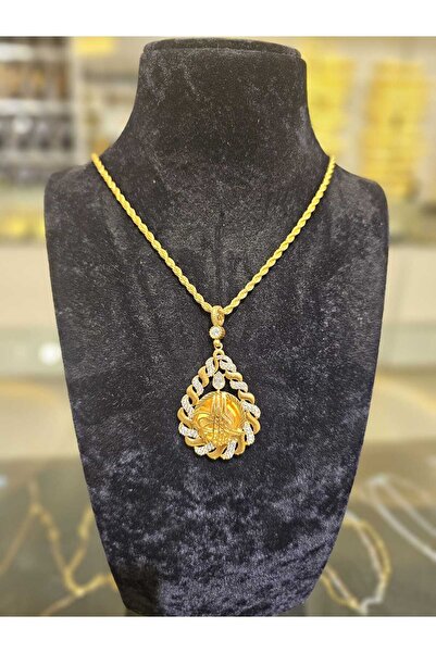 imitasyon dünyası Orijinal 22 Ayar Altın Kaplama Tuğralı Kolye A+ Kalite