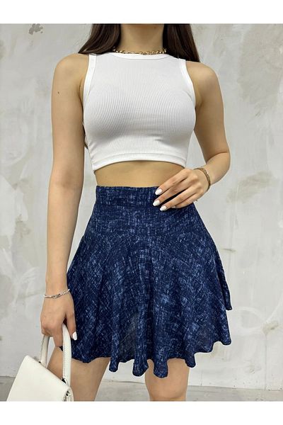 Cistern İstanbul Fusta de vară albastru denim de damă