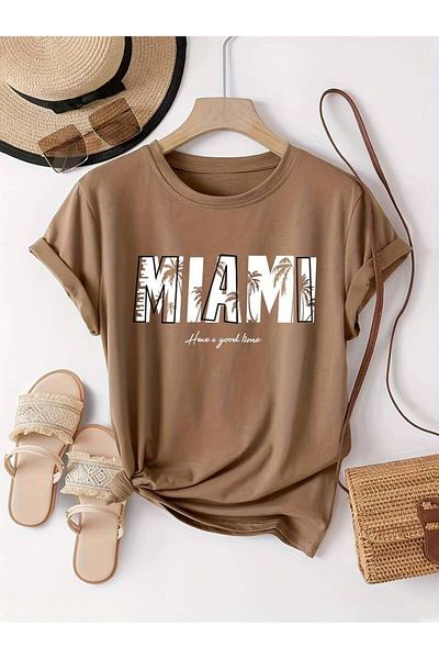 LEIVOR Βαμβακερό μπλουζάκι με στάμπα Miami Beach