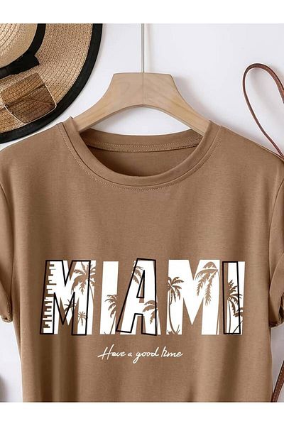 LEIVOR Βαμβακερό μπλουζάκι με στάμπα Miami Beach