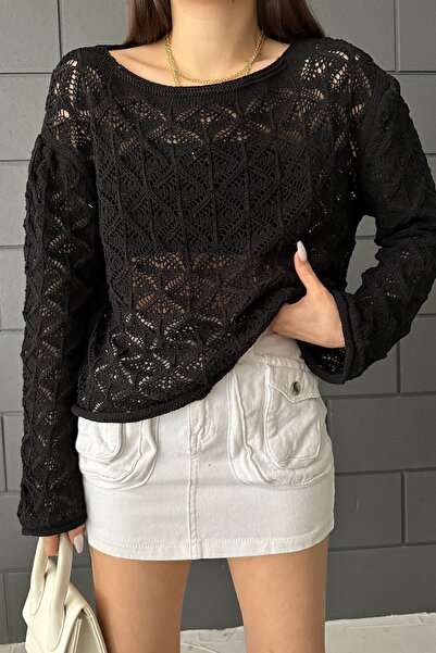 Cistern İstanbul Ženska crna Sa ajurom pletena bluza
