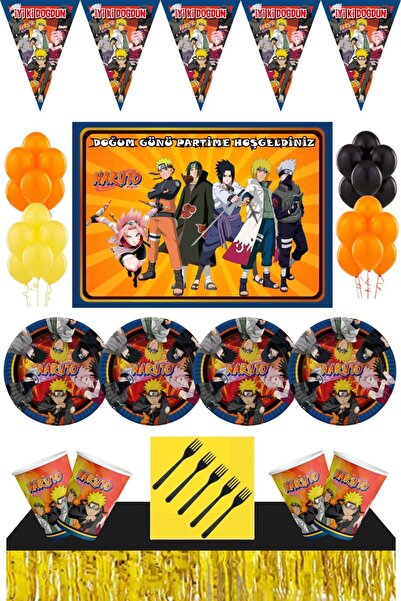 Parti Furyası عيد ميلاد ناروتو - طقم طاولة وتنورة مكون من 24 شخصًا