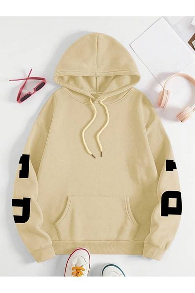 AMMA Unisex Oversize φούτερ με κουκούλα - Blessed Printed, 3 Thread Winter Hoodie