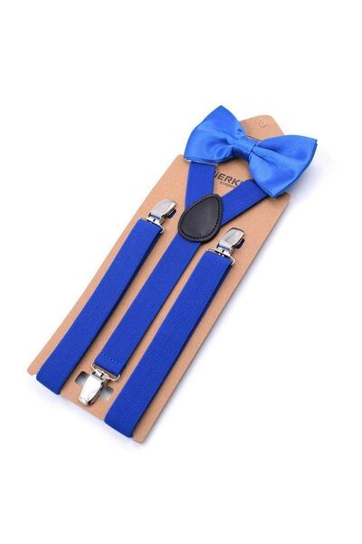 Bloom Store 23 Nisan Erkek Çocuk Mavi Pantolon Askısı Ve Papyon Takım 1-7 Yaş