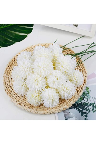 MD Aspiz Flowers 7 Adet Yapay Lüx Krizantem Kartopu (22CM) __ Gelin Buketi Kasımpatı Karanfil Bitki Sarmaşık Kokina