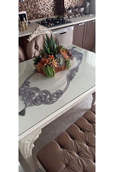 Cilano Masa Örtüsü Dantel Anglez 45 X130 Cm Füme