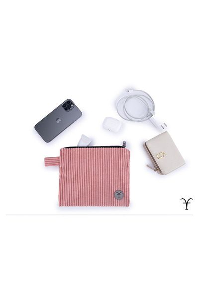 Aftaries Handmade Pink Thick Corduroy Portfolio Clutch Bag