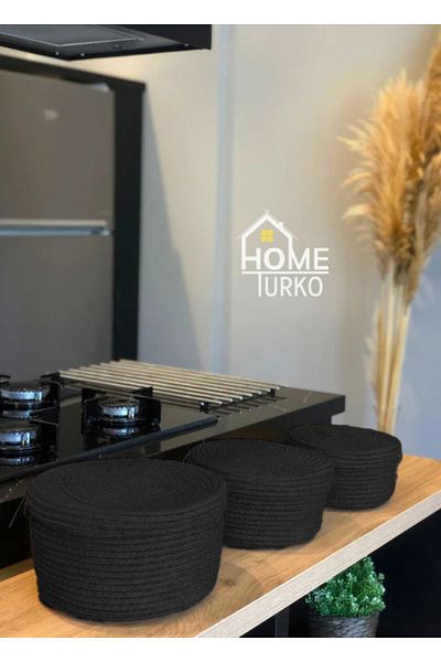 HomeTurko Комплект от 3 модерен кошници от юта и ракита - Ръчно плетена кухненска кошница
