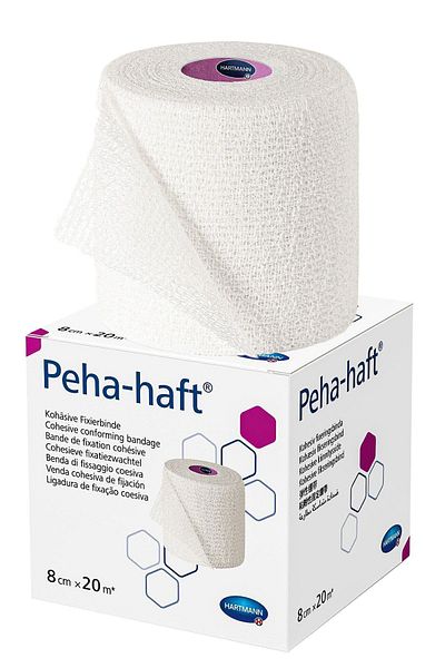 Hartmann Peha Haft 8cmx20m Coefficient Fixation Bandage, 1 Piece Sticking on Itself